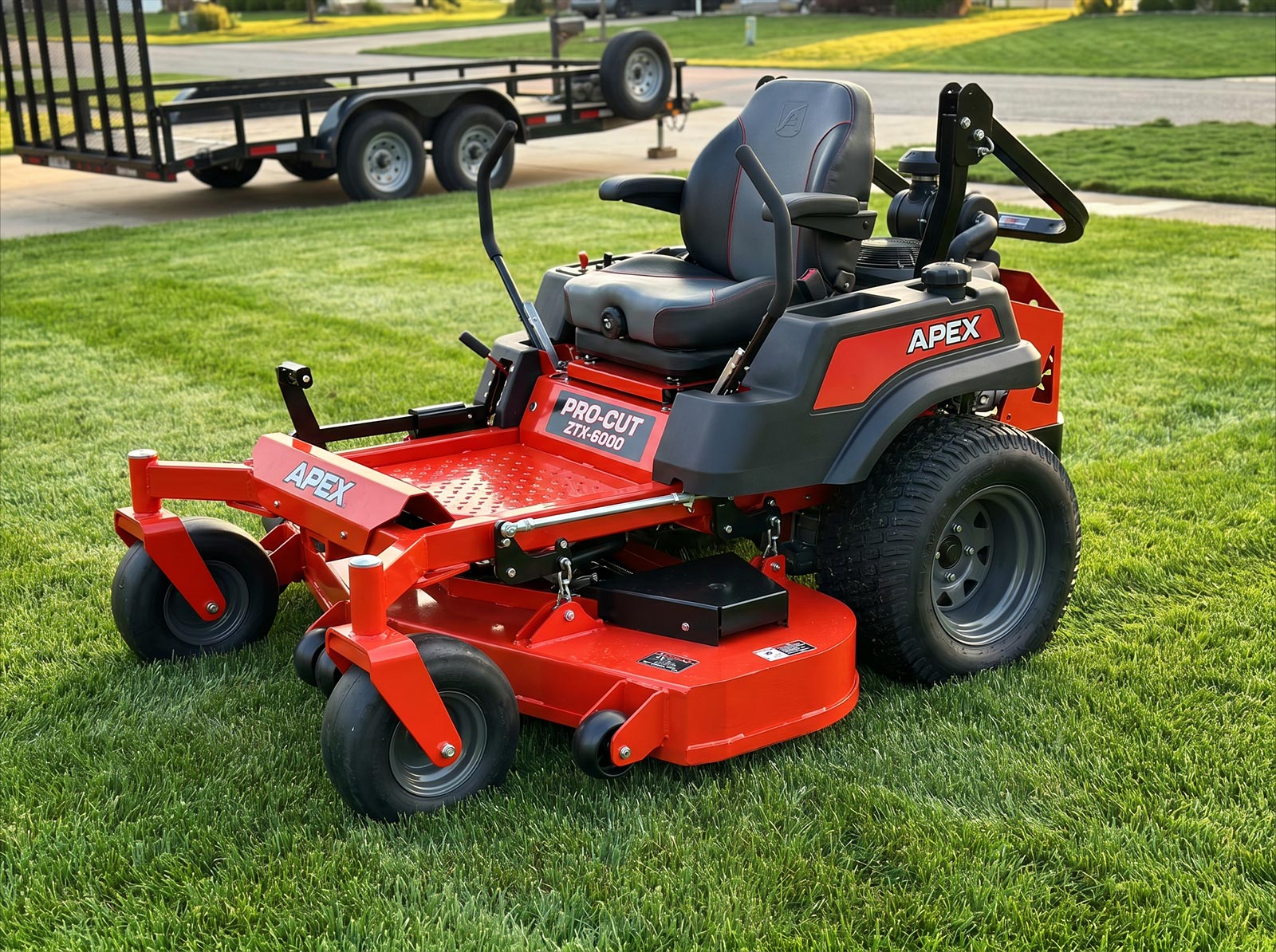 Precision Property Services commercial zero-turn mower on a freshly cut Carroll County lawn
